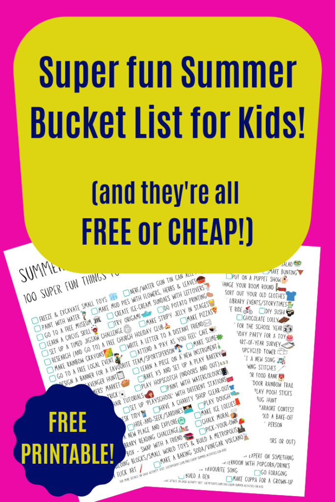 100 super fun, awesome summer activities for kids which are FREE or CHEAP. Also click to get your FREE bucket list printable! #kids #summer #bucketlist #activities #free